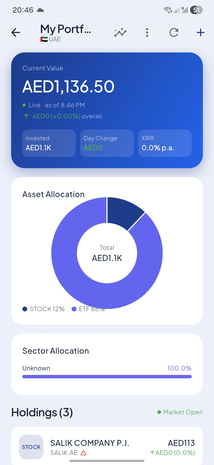Portfolio screen